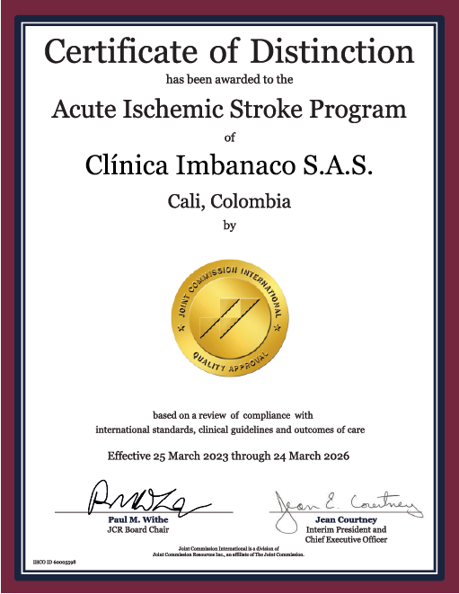 certificado-joint-comission-international-clinica-imbanaco-acute-ischemic-stroke-program