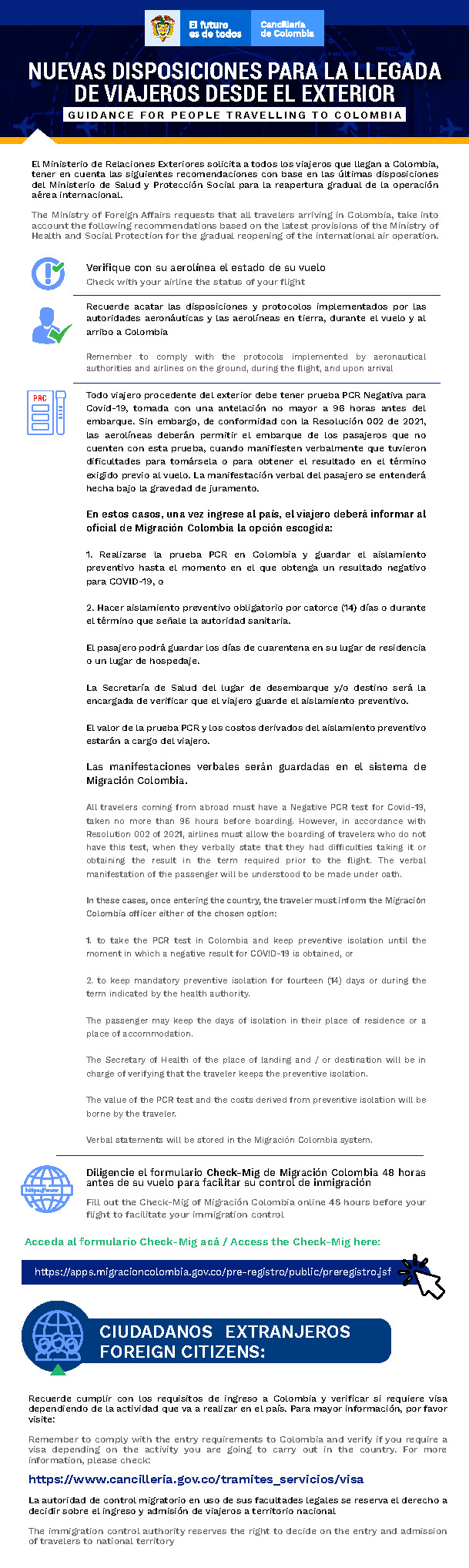 Nuevas disposiciones para la llegada de viajeros desde el exterior